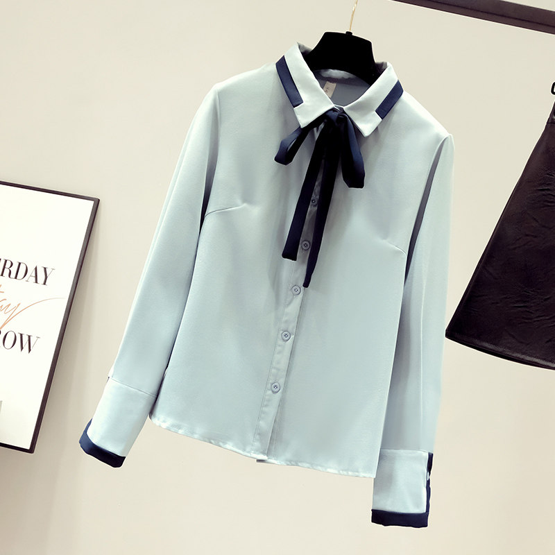 设计感小众女士职业雪纺白衬衣秋装 saronala莎欧娜拉衬衫