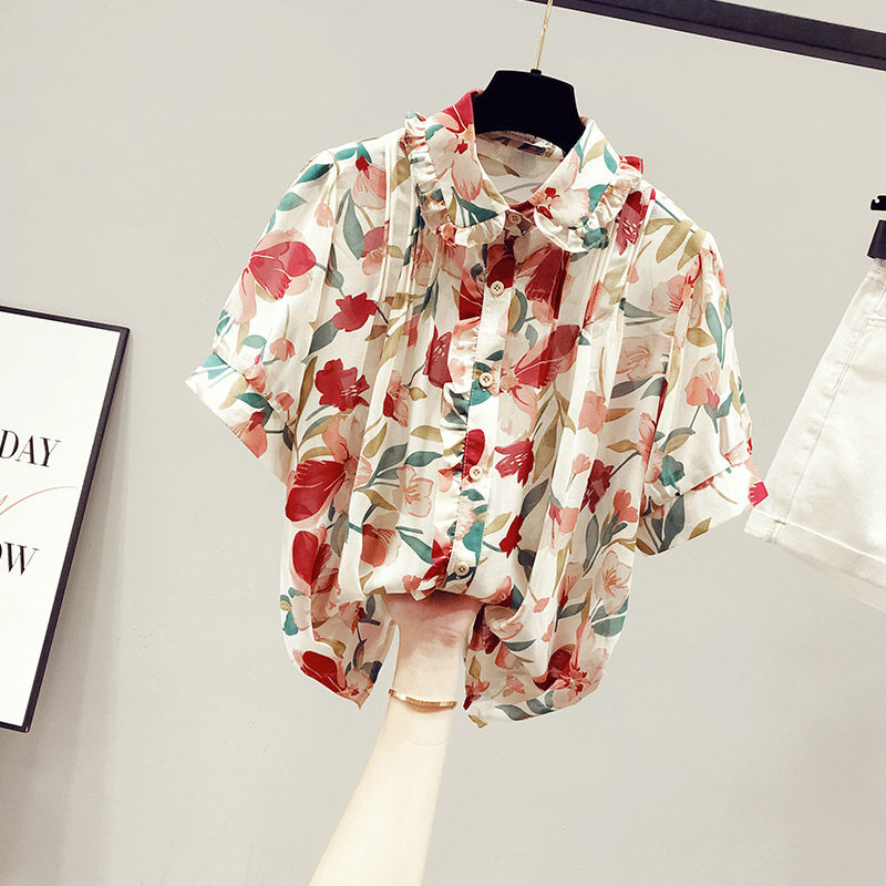 设计感小众轻熟女士雪纺短袖衬衫 saronala莎欧娜拉衬衫