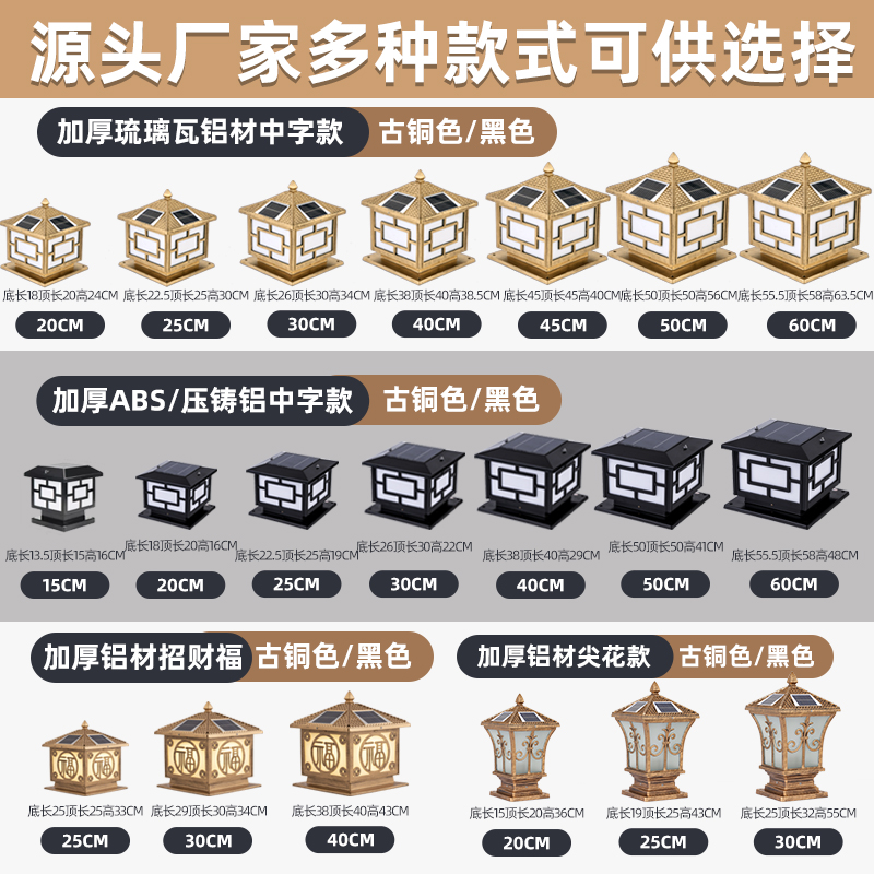 太阳能方形柱头灯室外庭院别墅墙头围墙LED大门灯家用户外门柱灯 - 图3