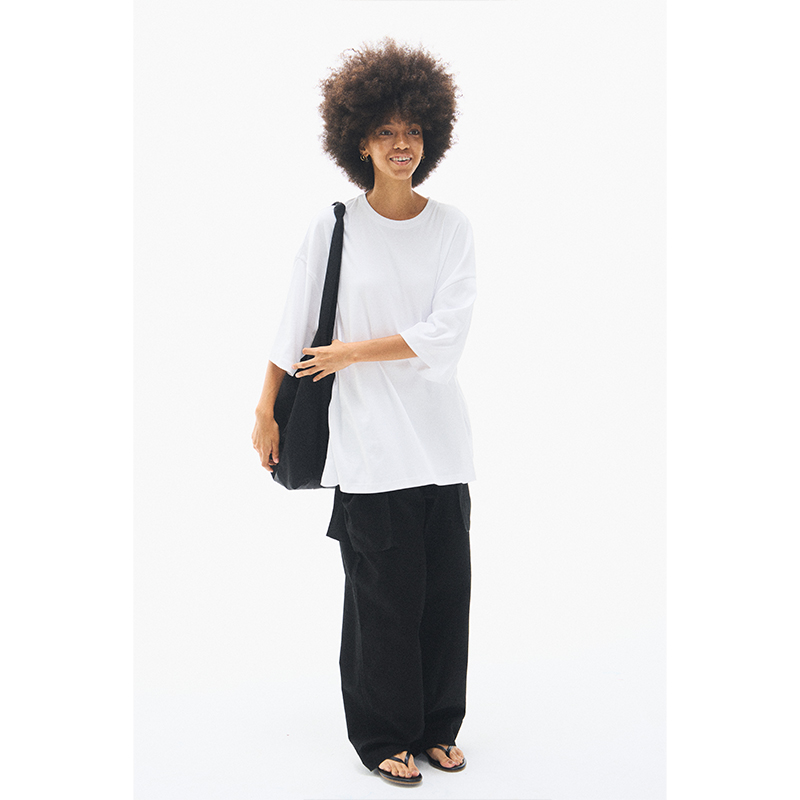 see sea o | 白色纯棉轻薄亲肤中袖宽松慵懒松弛感百搭轻中袖T恤 - 图0