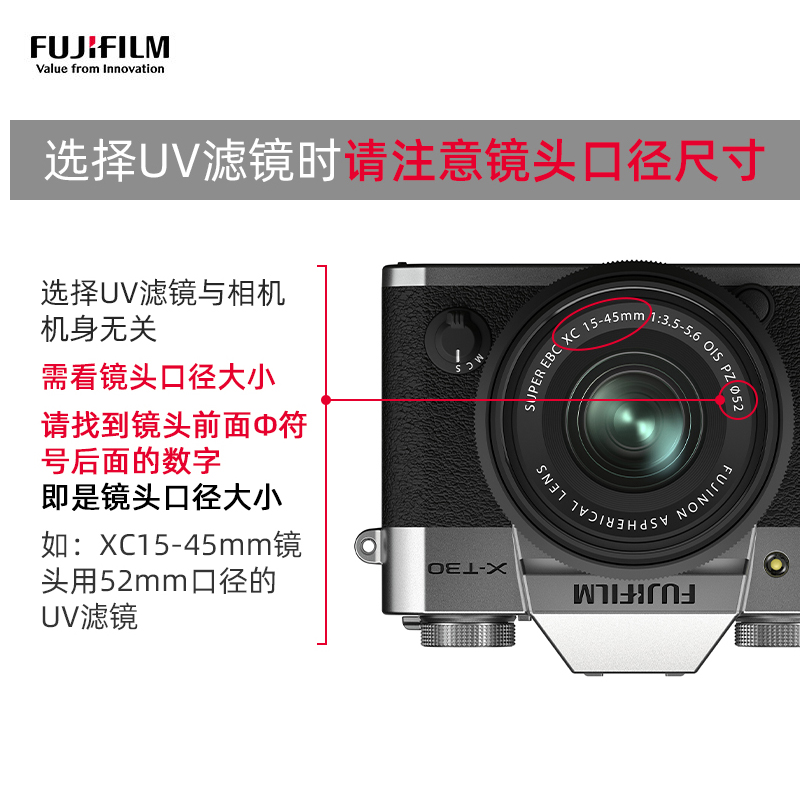 富士配件PRF原装UV镜多层镀膜适用XT5 XH2 XS20 XS10 XT30 X100VI