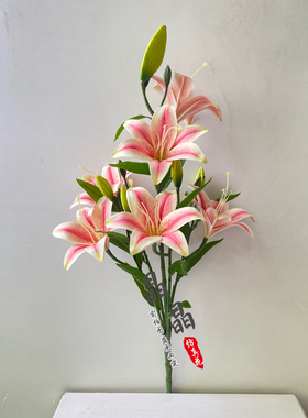百合花仿真花客厅装饰花落地室内家居装饰摆件假花花束手感百合花