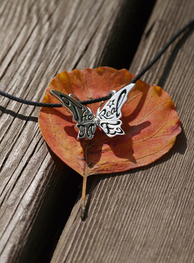 925纯银项链蝴蝶吊坠珐琅锁骨链