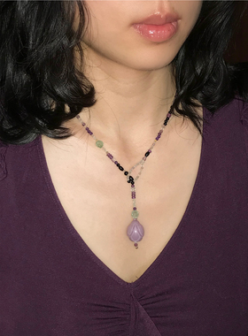 playdate花苞萤石自然复古项链