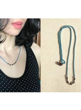 playdatevintage蓝细款项链手链