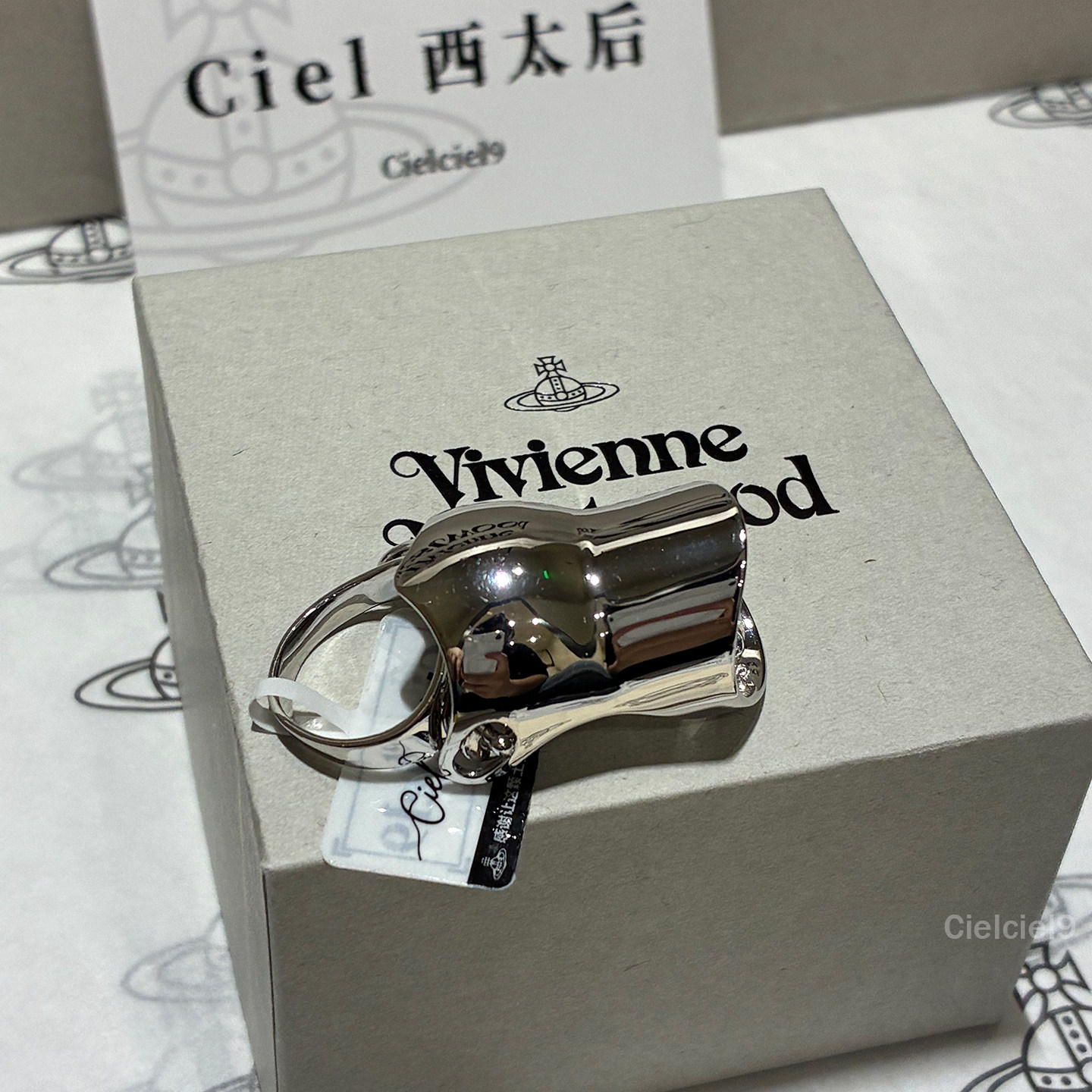 Vivienne Westwood Queen Mother Knight Ring 925 Silver Armor Joint Ring Men's and Women's NANA Same Style