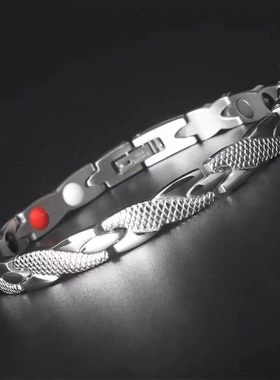 高档个性钛钢手链男款霸气龙纹潮流磁疗石高级感不掉色时尚首饰品