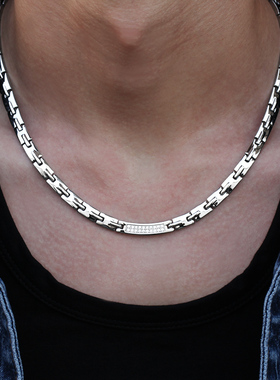 高档轻奢锗石疗治颈椎项链男款防辐射助睡眠时尚个性项圈女不掉色