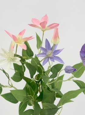仿真小清新紫色铁线莲点缀假花