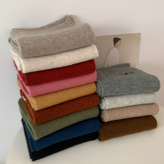 Korean atmosphere puppy embroidery with cashmere scarf for women