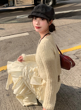 日系复古黑色云朵贝雷帽女2026年