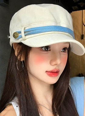 海军风平顶马术帽女士简约时尚