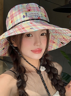 2026新款星星格纹登山帽子女春夏