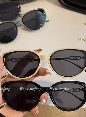 2025新款黑框猫眼墨镜女夏季