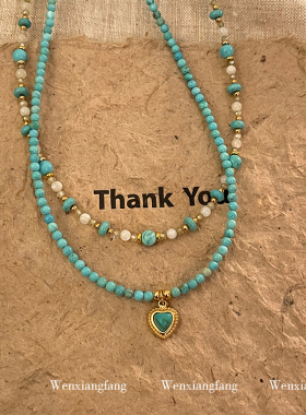 设计感绿松石串珠项链女款2025