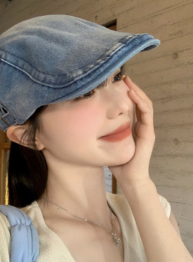 复古水洗牛仔前进帽女韩版大头围