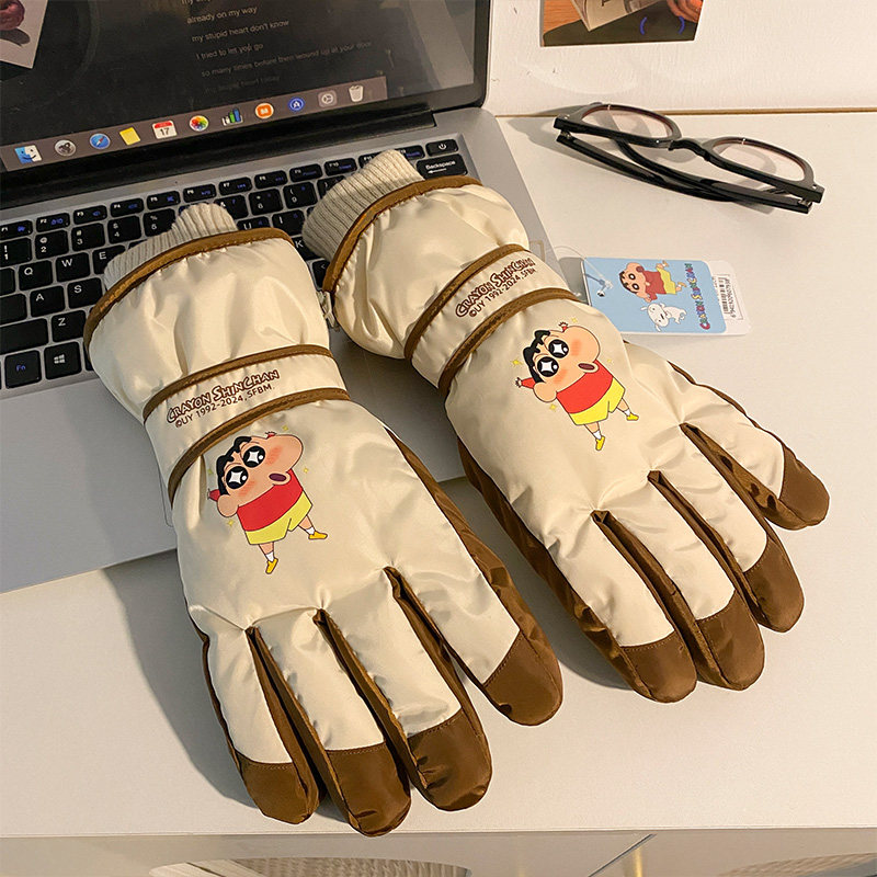 蜡笔小新滑雪手套女2025年秋冬季加厚加绒保暖防寒可触屏户外骑行,淘宝优惠券,粉丝福利购,淘宝优惠卷