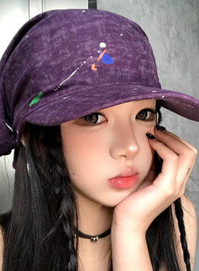 街头涂鸦紫色头巾棒球帽女2026春