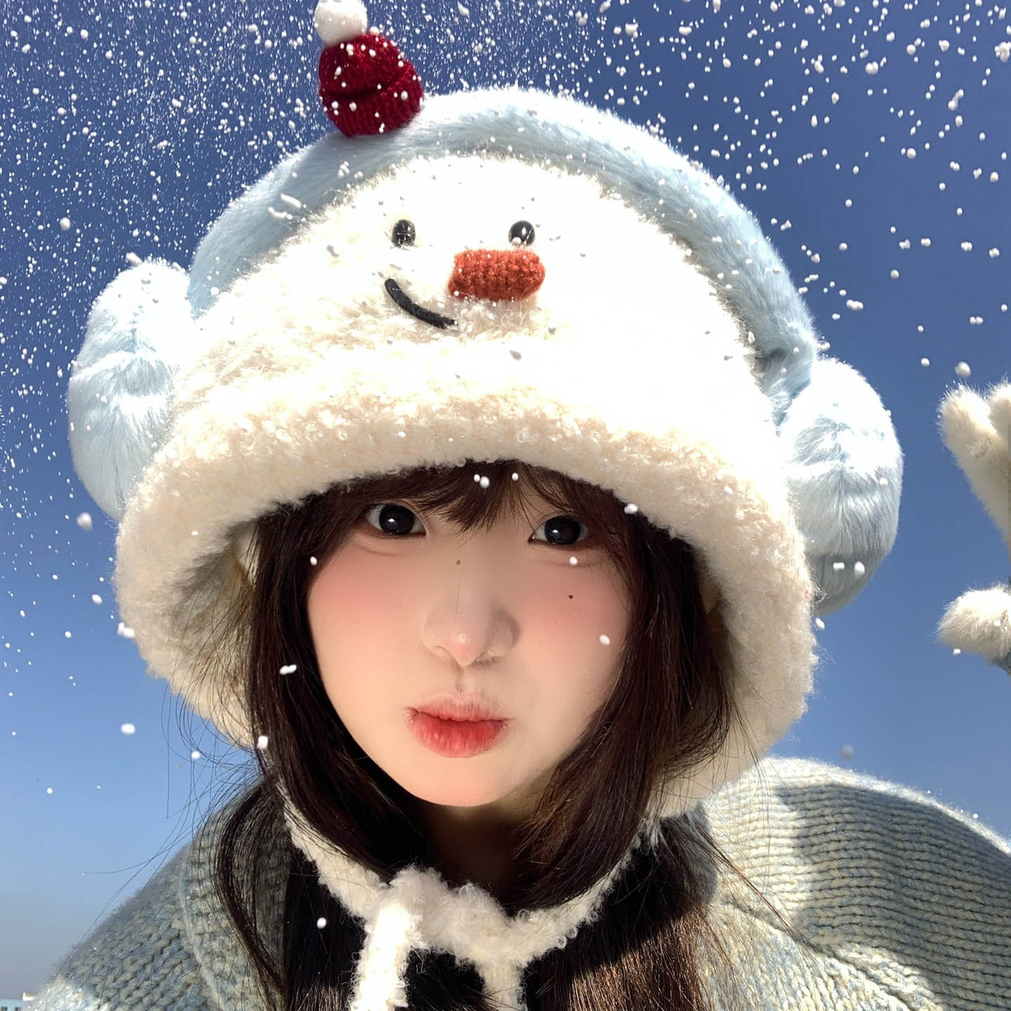 可爱毛绒卡通雪人针织雷锋帽子女秋冬大头围保暖毛线帽护耳套头帽,淘宝优惠券,粉丝福利购,淘宝优惠卷