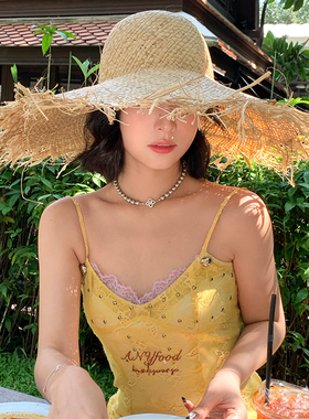 度假风大帽檐草帽女2026年春夏季