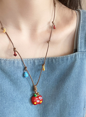 多巴胺可爱苹果项链配饰女2025