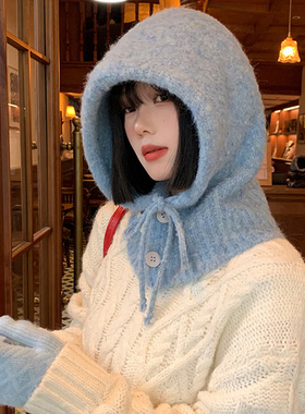 韩版蓝色巴拉克拉法帽女2026年