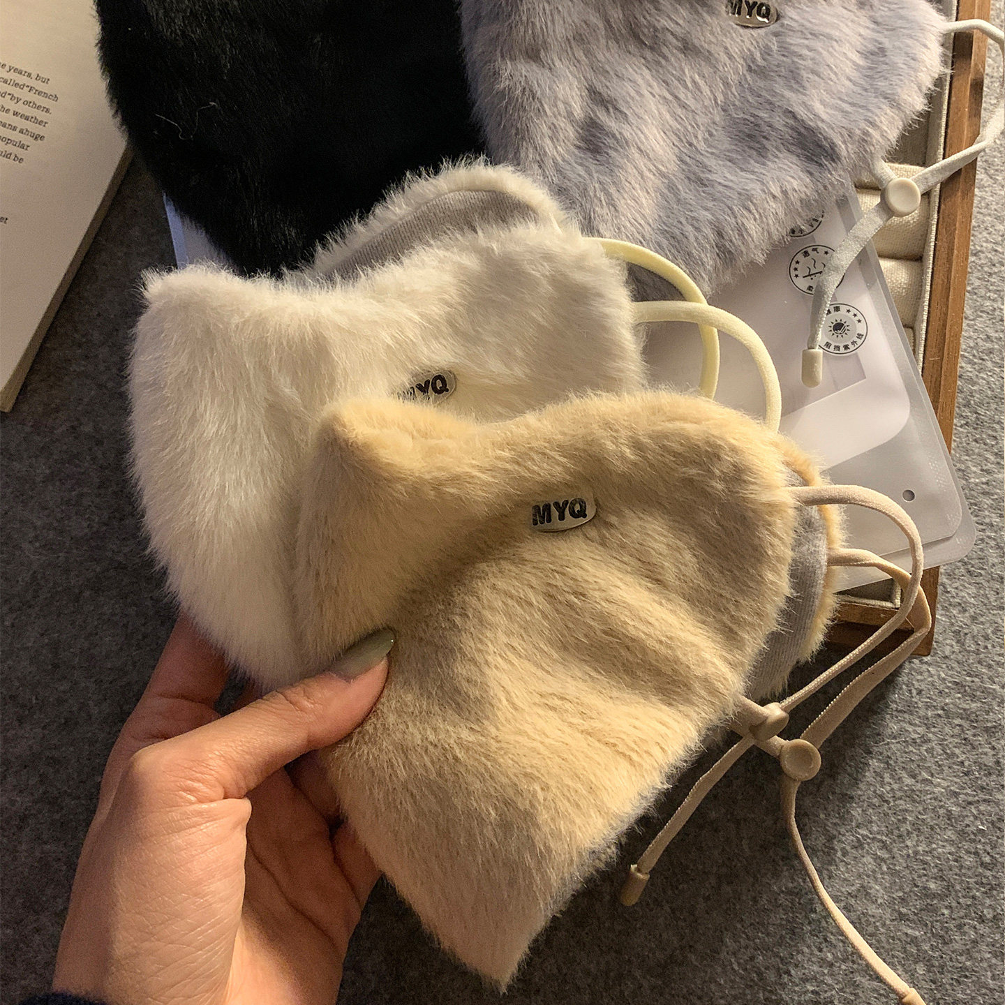 冬季仿兔绒保暖口罩女2025新款防风防寒高颜值立体显脸小护脸面罩,淘宝优惠券,粉丝福利购,淘宝优惠卷