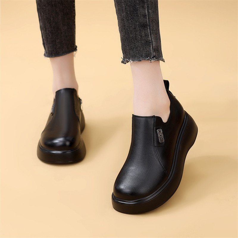 41大码软皮复古圆头松糕厚底防滑单鞋女春秋新款妈妈鞋34小码单鞋,淘宝优惠券,粉丝福利购,淘宝优惠卷