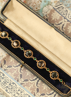 薾曼原创设计中古银镀金白贝手链