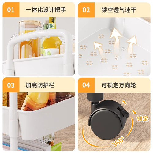 可移动小推车床头边几创意侧边柜置物架复古小茶几桌子客厅零食台 - 图0
