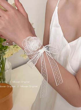 甜美网纱玫瑰花朵颈链