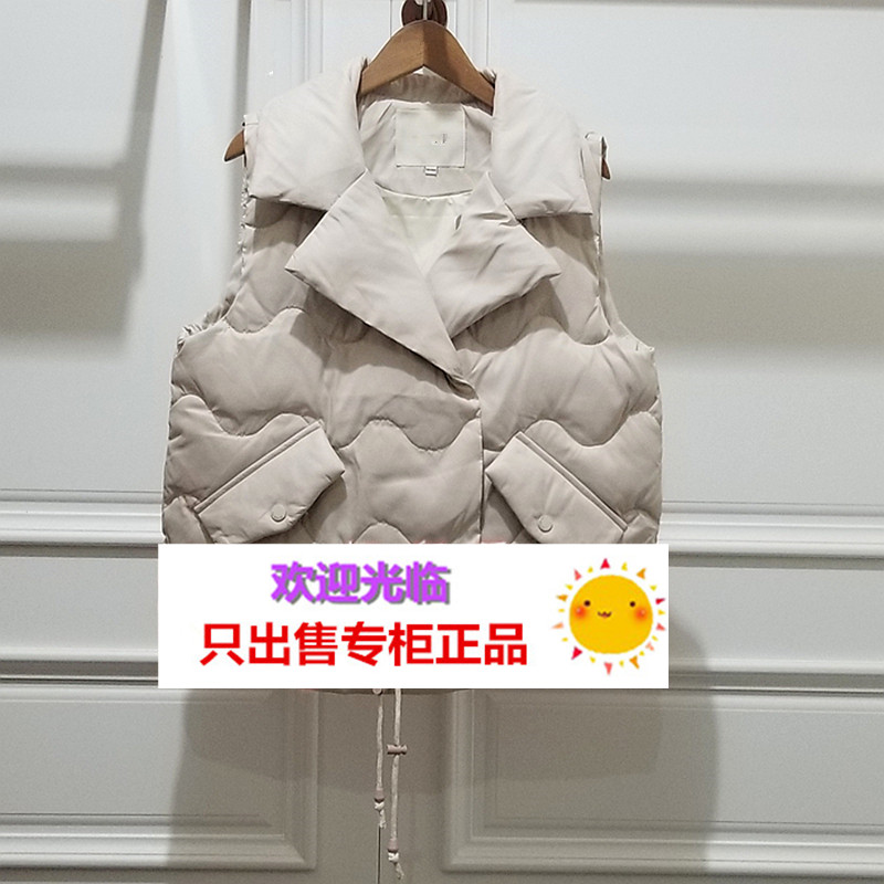 拉夏贝尔国内正品代购2019冬装新款60008627韩版外套马甲羽绒服女