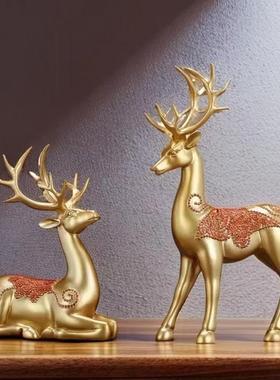 创意装饰品情侣麋鹿摆件工艺电视柜家居办公室客厅桌面礼物装饰品