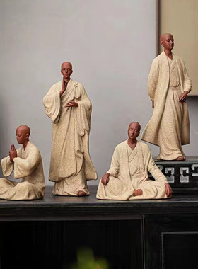 新中式陶瓷创意摆件多款式座禅意小和尚家居客厅玄关桌面装饰摆台