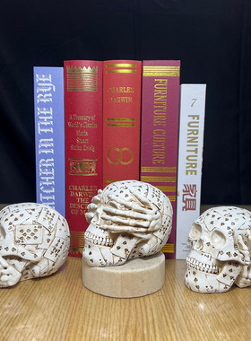 跨境平台不听不看不说扑克牌骷髅头家居摆件万圣节鬼屋道具工艺品