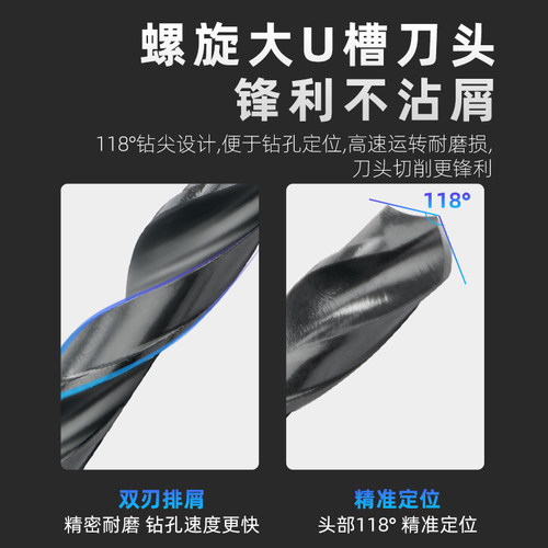 上工正品麻花钻不锈钢用钻头高硬度电钻头打孔直柄高速钢HSS钻头 - 图2