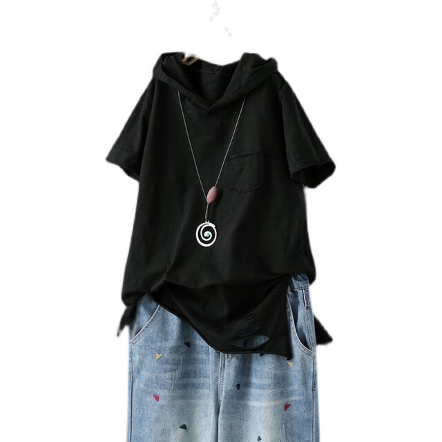 New Spring and Summer Hooded Literary Bamboo Cotton