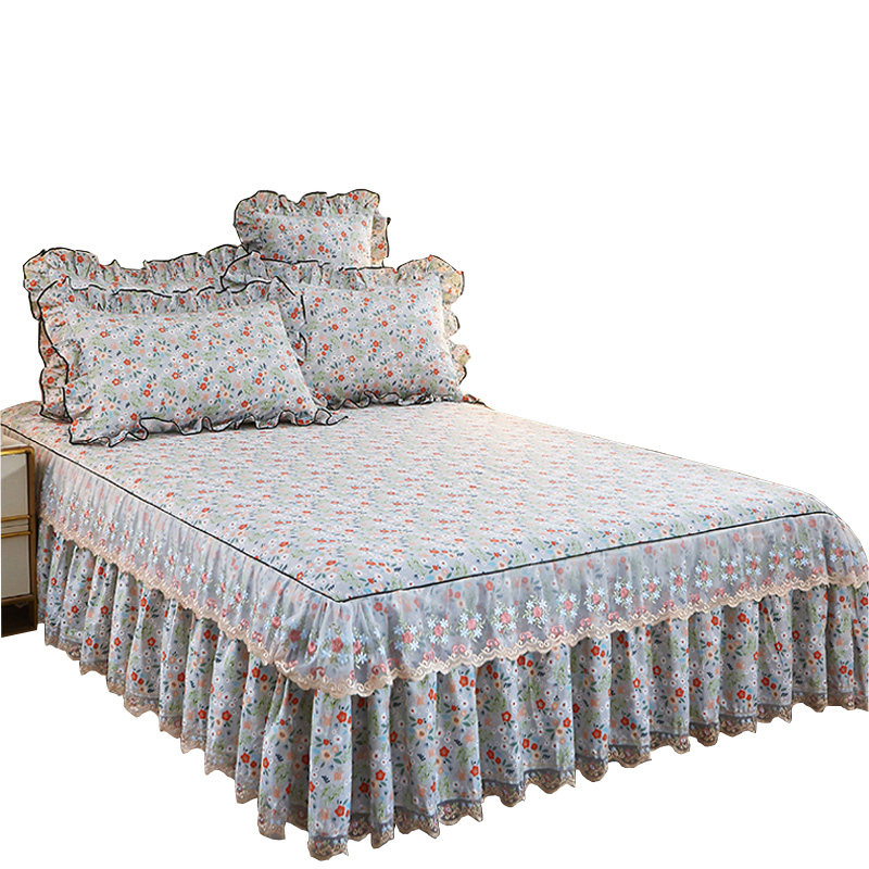 全棉韩版床裙式床罩单件纯棉蕾丝公主风荷叶花边1.8x2.0m双人床套,淘宝优惠券,粉丝福利购,淘宝优惠卷