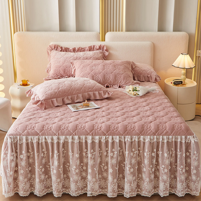 加厚婴儿绒床罩床裙款夹棉公主风花边床单保暖高级感床围裙罩冬季,淘宝优惠券,粉丝福利购,淘宝优惠卷