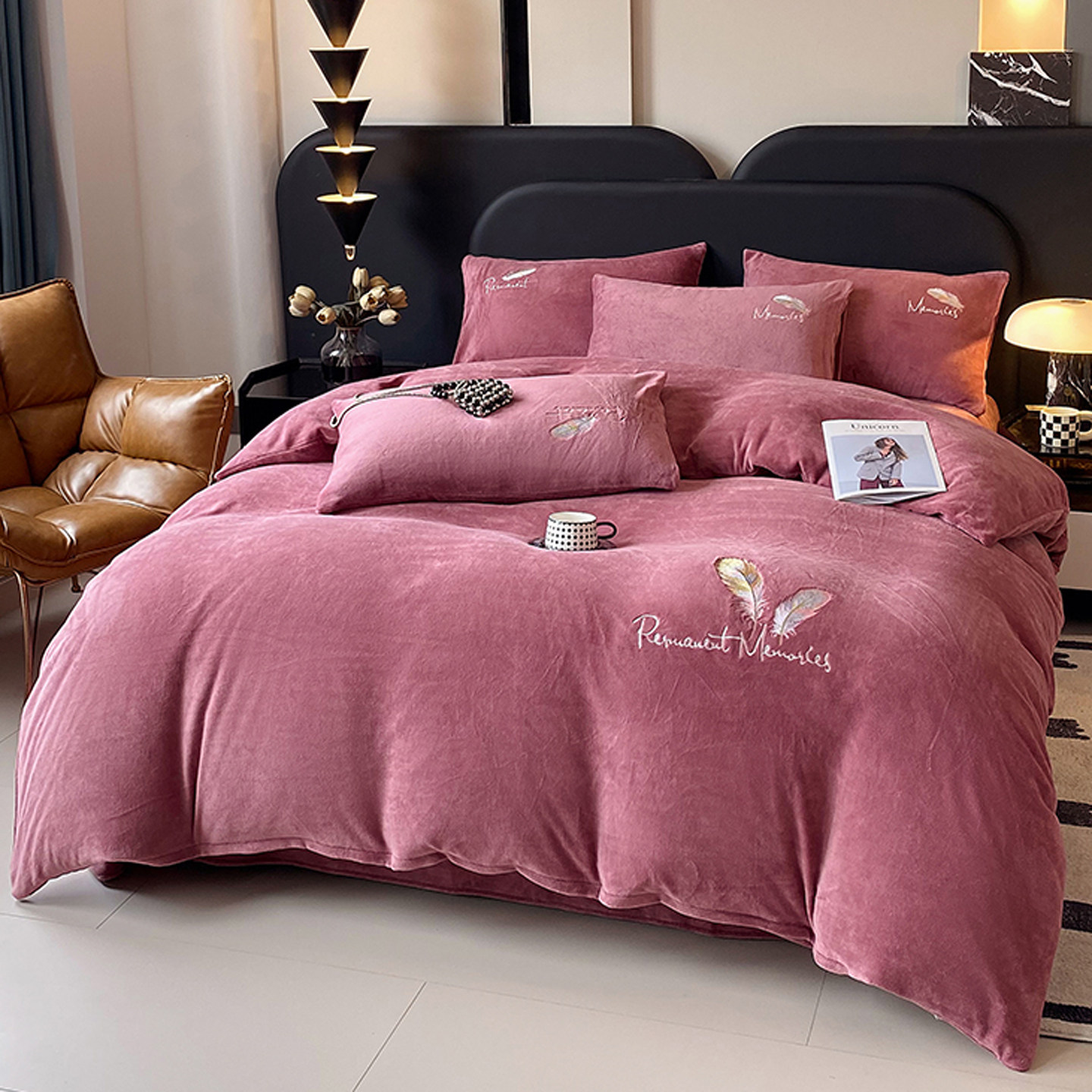 秋冬纯色轻奢刺绣加厚保暖牛奶绒被套单件双面法兰珊瑚绒加绒被罩,淘宝优惠券,粉丝福利购,淘宝优惠卷