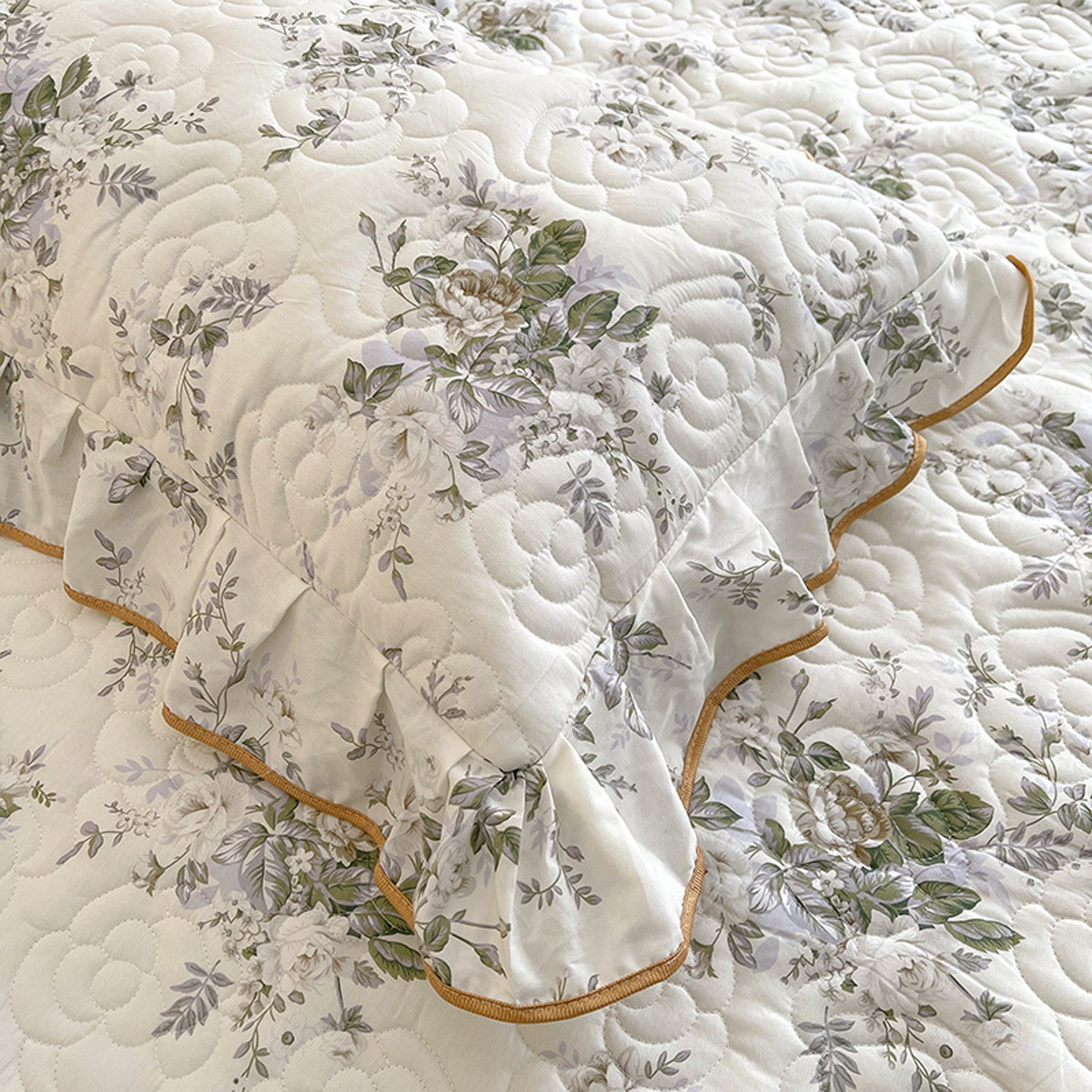 全棉夹棉枕套一对装田园小碎花公主风荷叶花边100纯棉加棉枕头套,淘宝优惠券,粉丝福利购,淘宝优惠卷