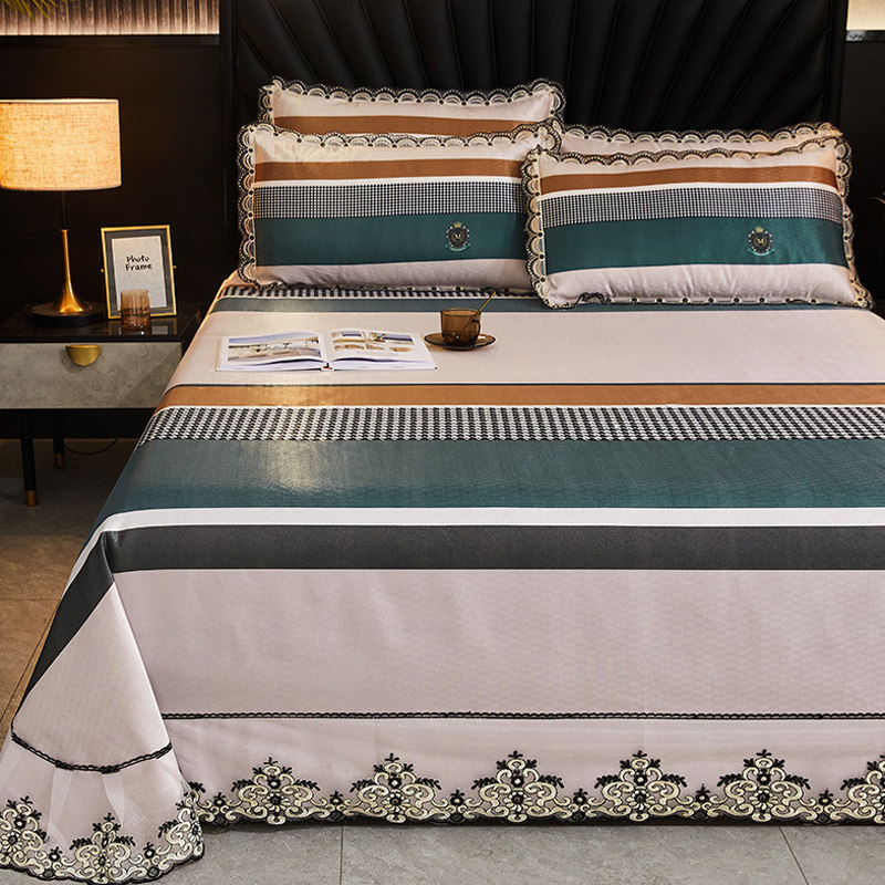 夏天凉席冰丝席三件套可水洗机洗可折叠1.8m床单式空调软席子夏季,淘宝优惠券,粉丝福利购,淘宝优惠卷