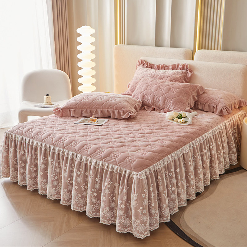 加厚婴儿绒床罩床裙款夹棉公主风花边床单保暖高级感床围裙罩冬季,淘宝优惠券,粉丝福利购,淘宝优惠卷
