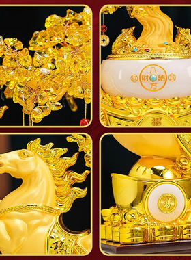 2026甲午马年沙金马年生肖工艺品摆件财运亨通聚宝盆家居饰品会销