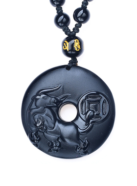 祥安灵阁牛钱纳宝吊坠黑曜石属鼠2026年吉祥物男女生肖鼠佩戴挂件