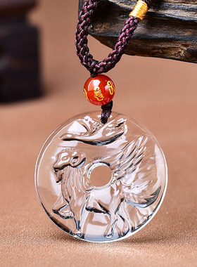 淘运开阁白泽封侯吉鸿吊坠白水晶2026年属蛇吉祥物生肖蛇男女佩戴