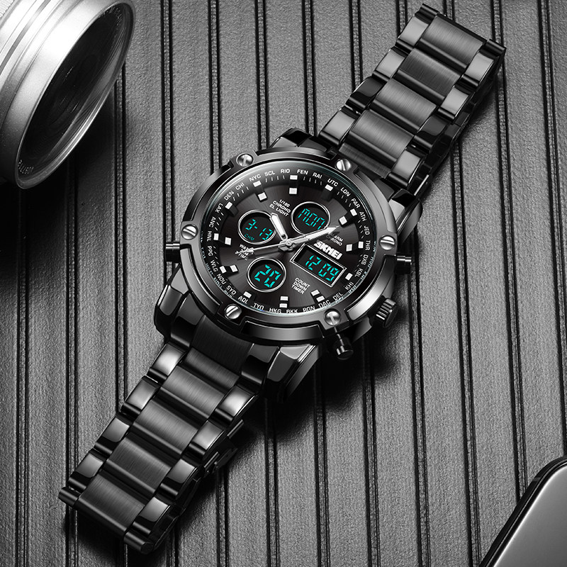 时刻美男士学生电子表潮流石英表 skmei博之轮国产腕表