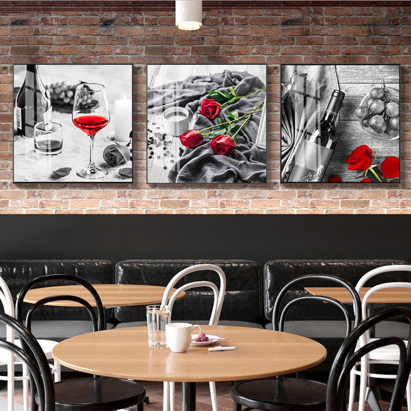 北欧餐厅装饰画轻奢酒柜墙上现代简约饭厅现代简约酒杯厨房挂画