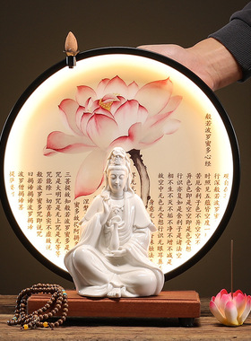 新中式禅意心经圆形LED灯玄关