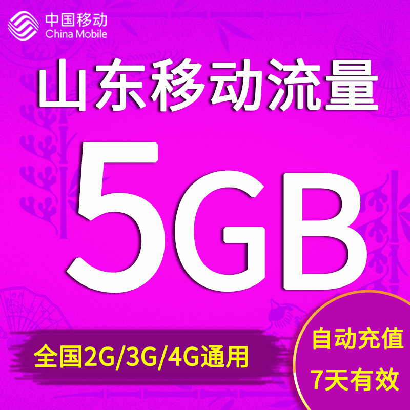 山东移动流量充值5GB全国3G4G5G通用流量包加油包7天包 自动充值 - 图0